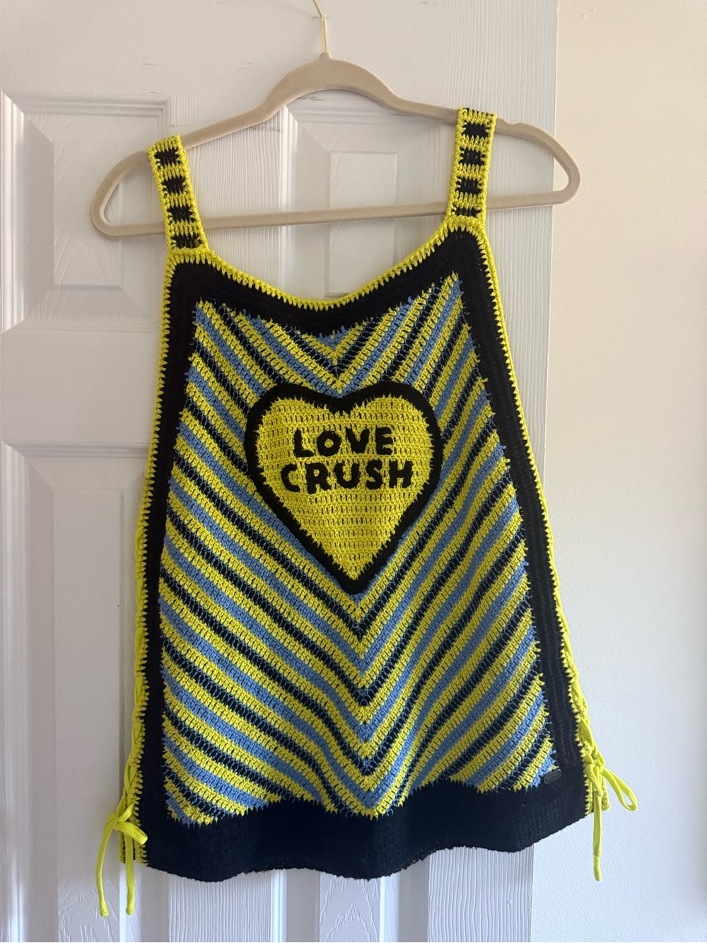 Scotch & Soda Neon Yellow, Black & Blue Crochet Tank Top